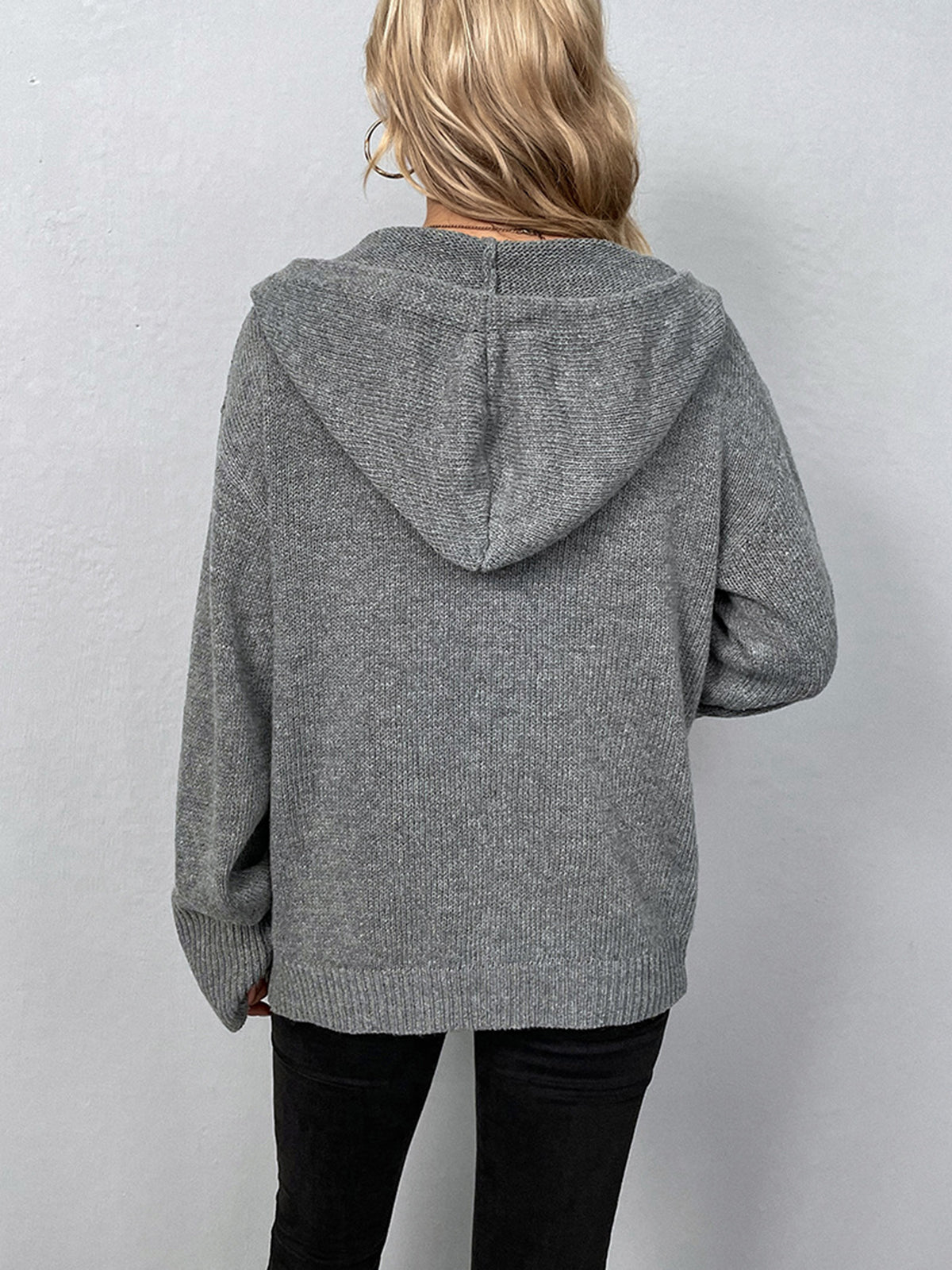 Comfortable Hooded Cardigan with Drawstrings