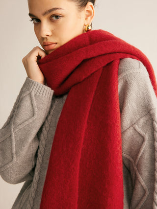 Wollen Mix Minimalistische Sjaal met Kwastjes