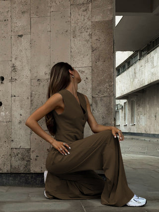 V-hals Gilet met Broek Set