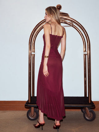 Geplooide Mesh Panel Cami Jurk