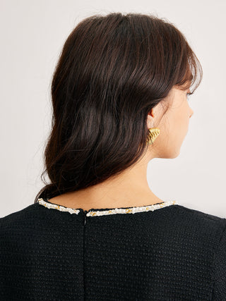 Vierkante Halslijn Parel Jurk