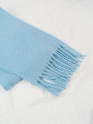 Wollen Mix Minimalistische Sjaal met Kwastjes