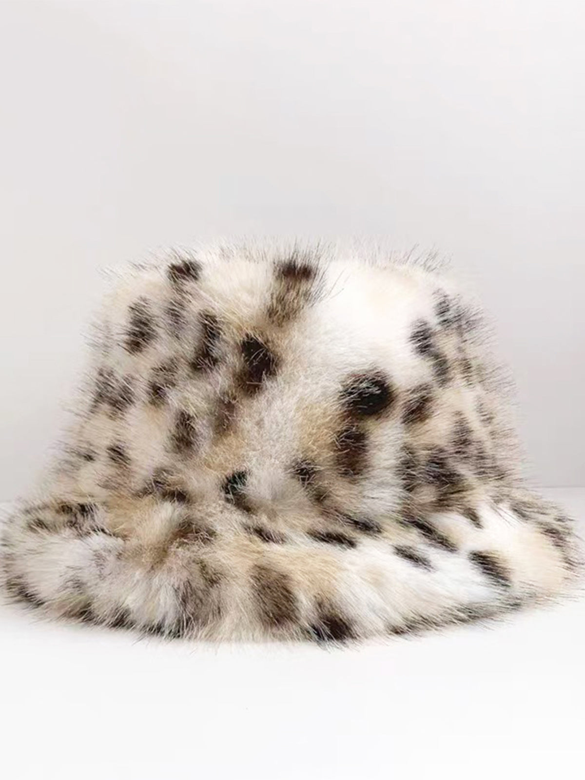 Leopard Print Plush Bucket Hat