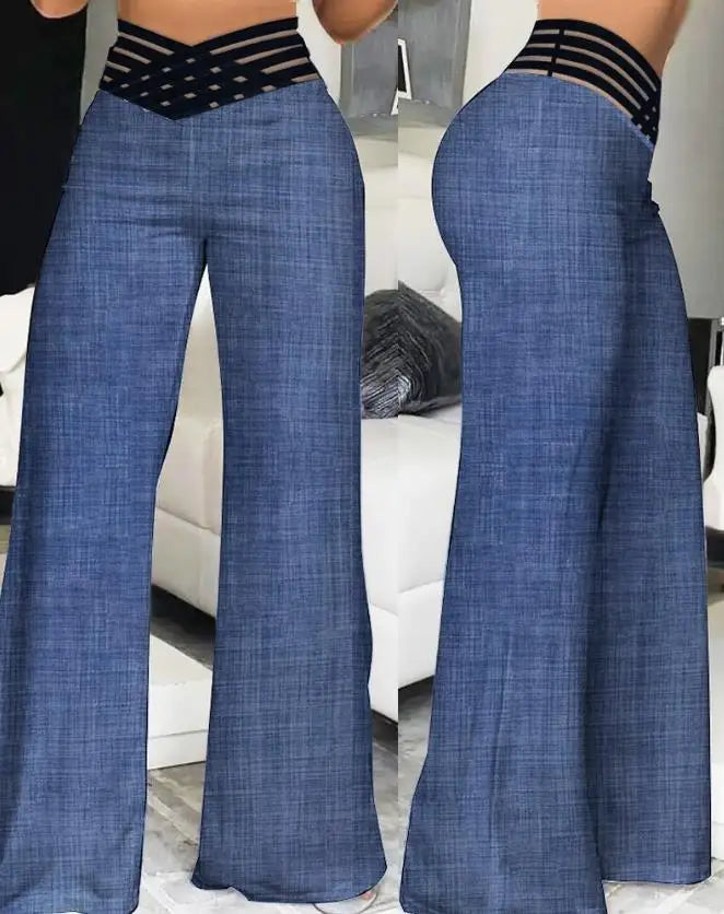 Elegant High Waist Flared Trousers 