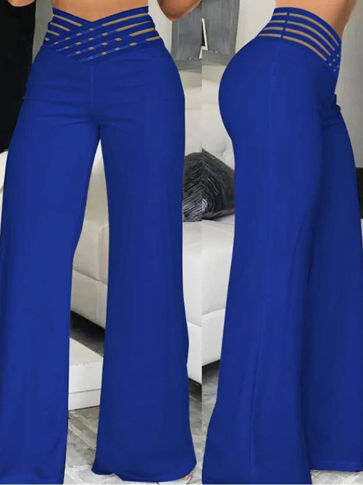 Elegant High Waist Flared Trousers 