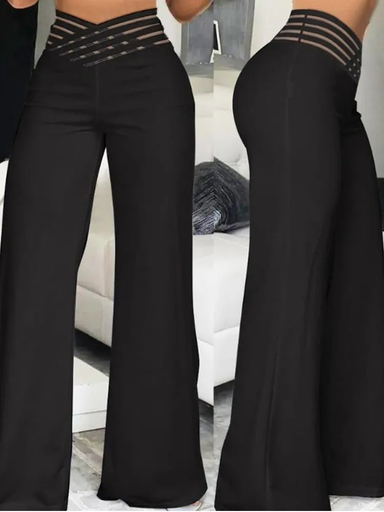 Elegant High Waist Flared Trousers 