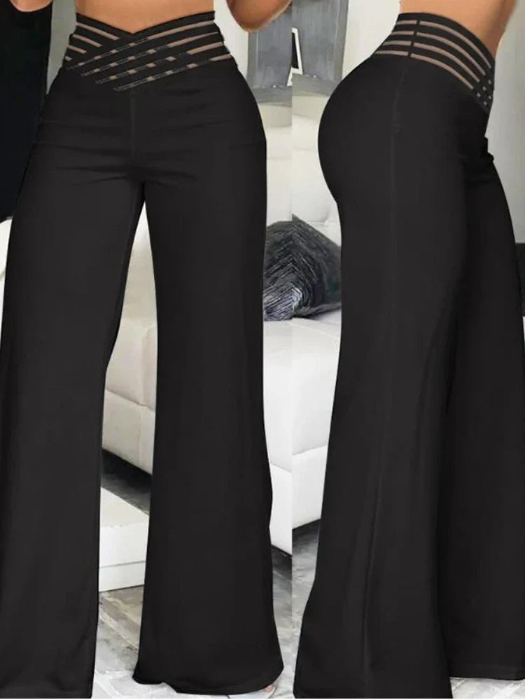Elegant High Waist Flared Trousers 