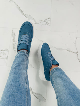 Platform Suedine Denim Sneakers