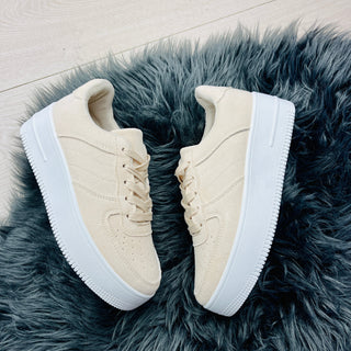 Platform Suedine Beige Sneakers